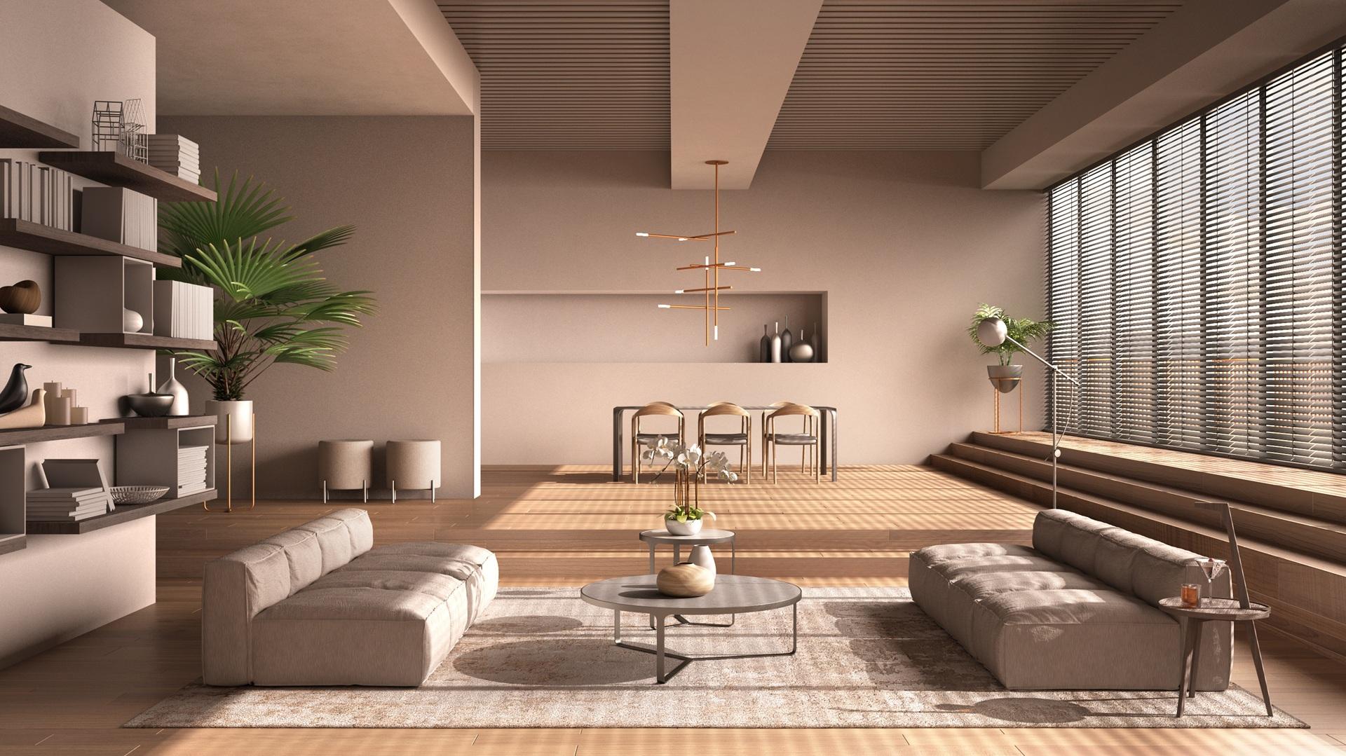 Helles Wohnzimmer mit Design | Unterwasserscheinwerfer

