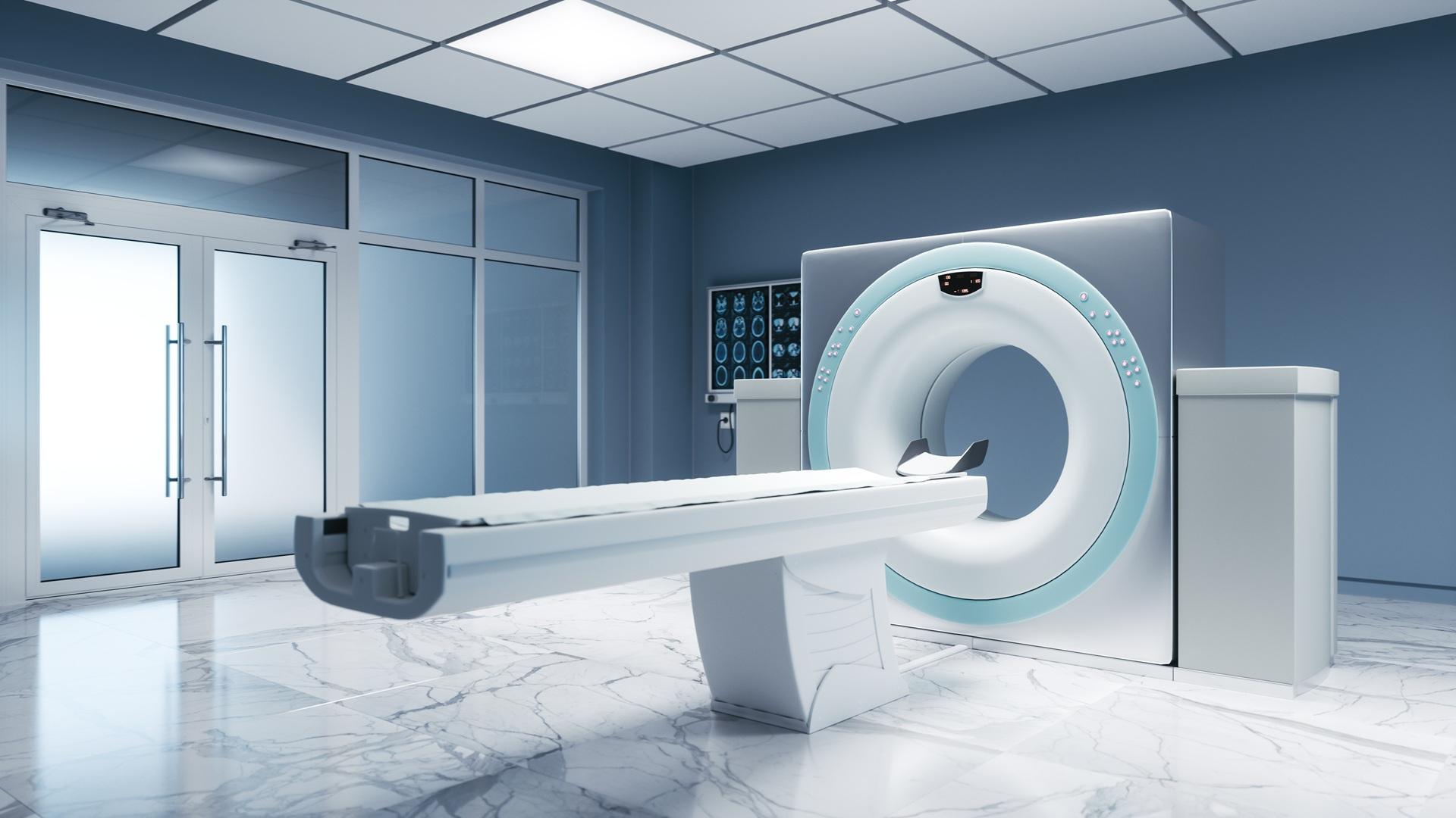 Leerer MRT-Raum mit moderner Technik | Radiologie Düsseldorf


